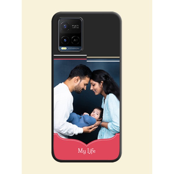 Classic Plain Design with Name on Photo on Space Black Soft Matte Phone Cover - Vivo Y21G Classic Plain Design with Name on Photo on Space Black Soft Matte Phone Cover - Vivo Y21G