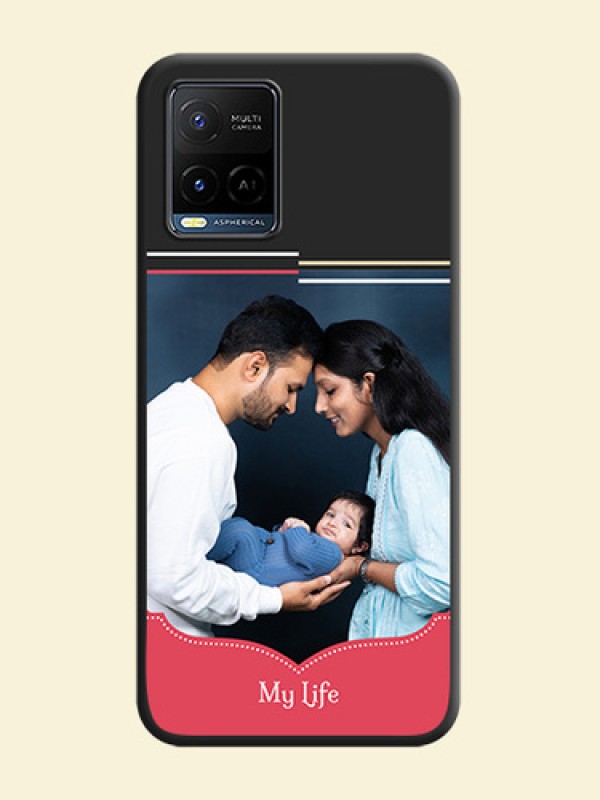 Classic Plain Design with Name on Photo on Space Black Soft Matte Phone Cover - Vivo Y21G