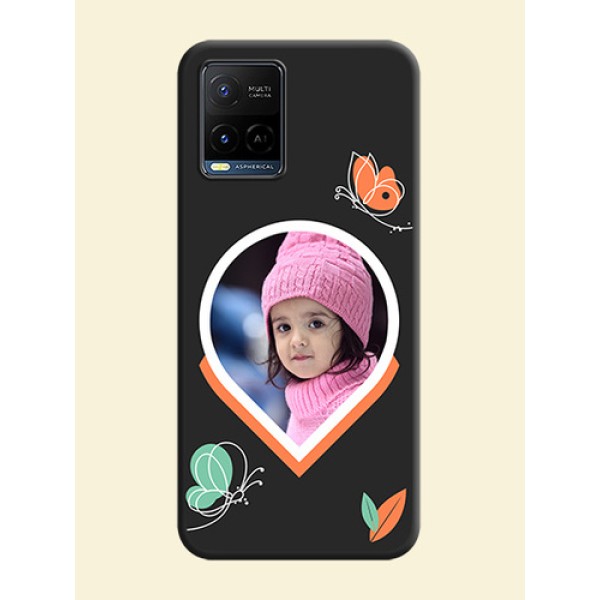 Upload Pic With Simple Butterly Design On Space Black Personalized Soft Matte Phone Covers -Vivo Y21G Upload Pic With Simple Butterly Design On Space Black Personalized Soft Matte Phone Covers -Vivo Y21G