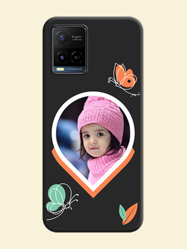 Upload Pic With Simple Butterly Design On Space Black Personalized Soft Matte Phone Covers -Vivo Y21G