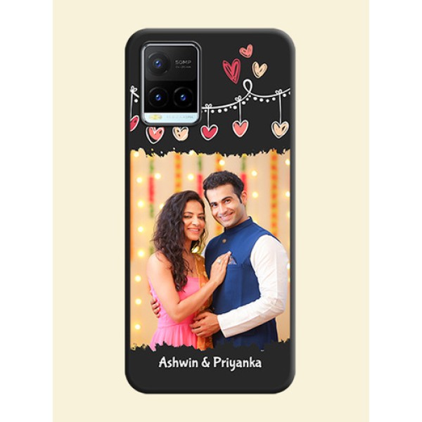Pink Love Hangings with Name on Space Black Custom Soft Matte Phone Cases - Vivo Y21T Pink Love Hangings with Name on Space Black Custom Soft Matte Phone Cases - Vivo Y21T