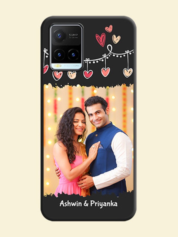 Pink Love Hangings with Name on Space Black Custom Soft Matte Phone Cases - Vivo Y21T