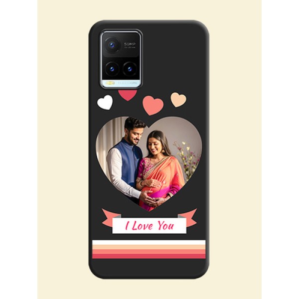 Love Shaped Photo with Colorful Stripes on Personalised Space Black Soft Matte Cases - Vivo Y21T Love Shaped Photo with Colorful Stripes on Personalised Space Black Soft Matte Cases - Vivo Y21T