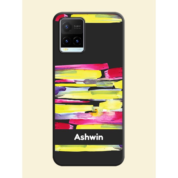 Brush Coloured on Space Black Personalized Soft Matte Phone Covers - Vivo Y21T Brush Coloured on Space Black Personalized Soft Matte Phone Covers - Vivo Y21T