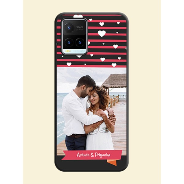 White Color Love Symbols with Pink Lines Pattern on Space Black Custom Soft Matte Phone Cases - Vivo Y21T White Color Love Symbols with Pink Lines Pattern on Space Black Custom Soft Matte Phone Cases - Vivo Y21T