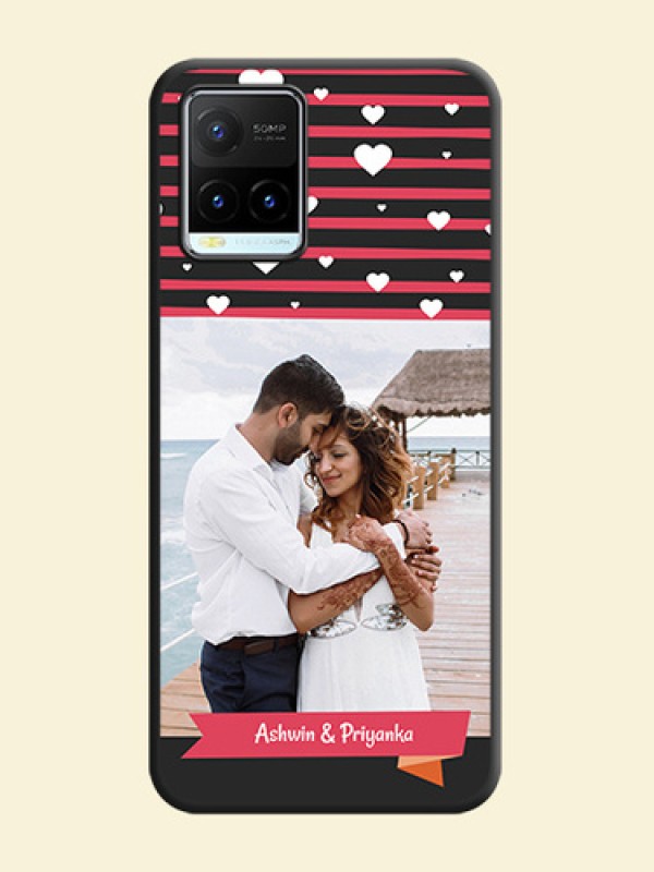 White Color Love Symbols with Pink Lines Pattern on Space Black Custom Soft Matte Phone Cases - Vivo Y21T