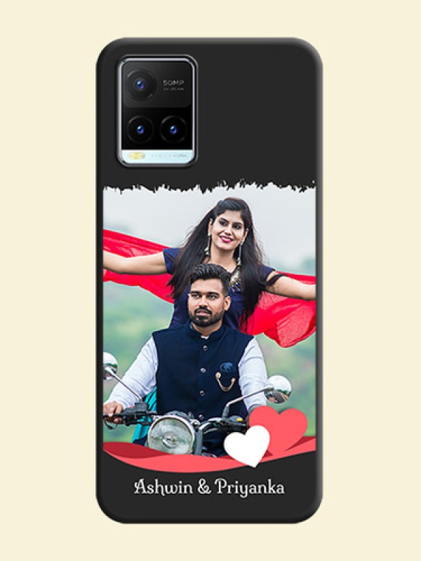 Pin Color Love Shaped Ribbon Design with Text on Space Black Custom Soft Matte Phone Back Cover - Vivo Y21T
