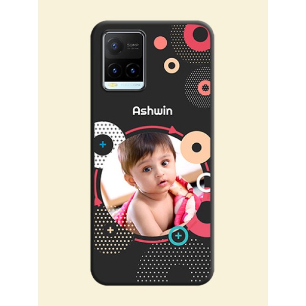 Multicoloured Round Image on Personalised Space Black Soft Matte Cases - Vivo Y21T Multicoloured Round Image on Personalised Space Black Soft Matte Cases - Vivo Y21T
