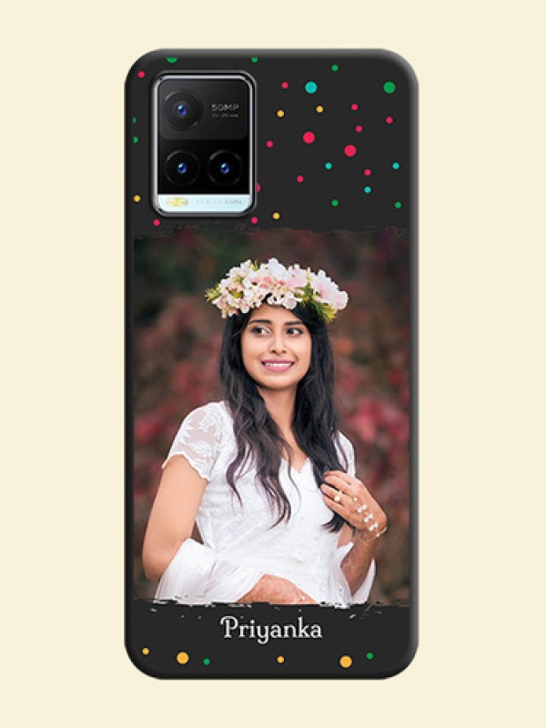 Multicolor Dotted Pattern with Text on Space Black Custom Soft Matte Phone Back Cover - Vivo Y21T