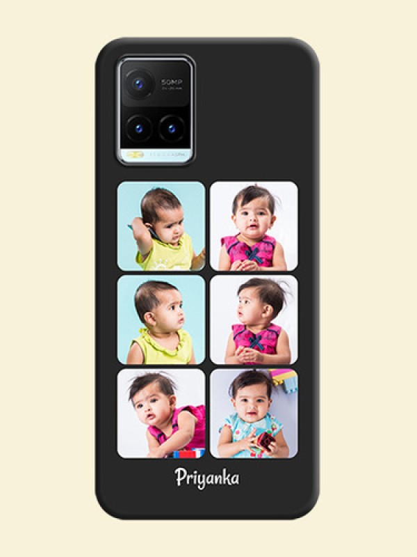 Floral Art with 6 Image Holder on Photo on Space Black Soft Matte Mobile Case - Vivo Y21T