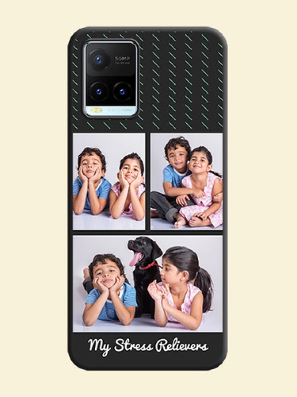 Cross Dotted Pattern with 2 Image Holder on Personalised Space Black Soft Matte Cases - Vivo Y21T