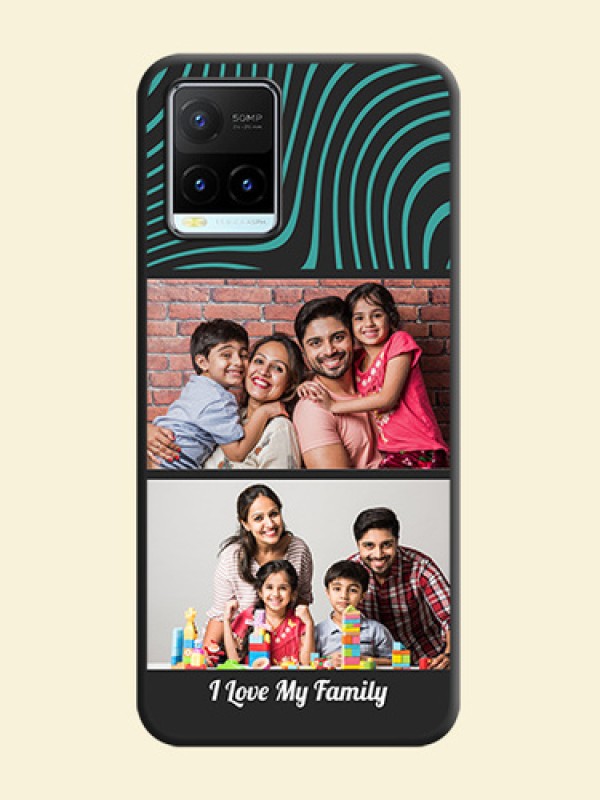 Wave Pattern with 2 Image Holder on Space Black Personalized Soft Matte Phone Covers - Vivo Y21T