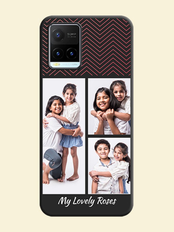 Wave Pattern with 3 Image Holder on Space Black Custom Soft Matte Back Cover - Vivo Y21T