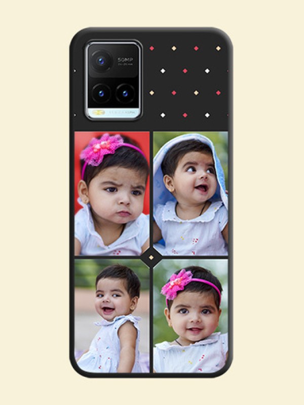 Multicolor Dotted Pattern with 4 Image Holder on Space Black Custom Soft Matte Phone Cases - Vivo Y21T