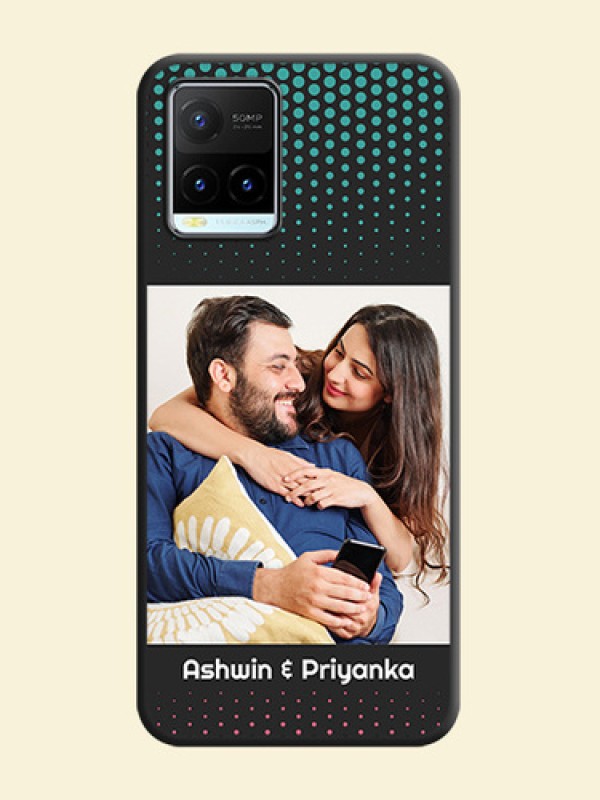 Faded Dots with Grunge Photo Frame and Text on Space Black Custom Soft Matte Phone Cases - Vivo Y21T