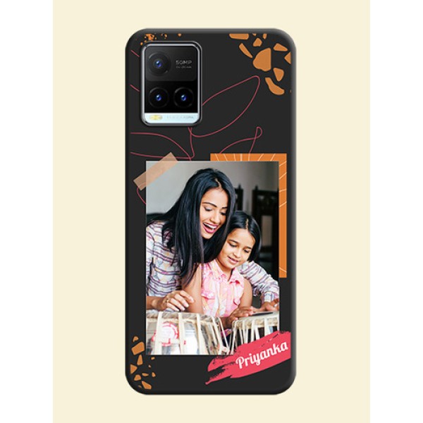 Orange Photo Frame on Space Black Custom Soft Matte Phone Back Cover - Vivo Y21T Orange Photo Frame on Space Black Custom Soft Matte Phone Back Cover - Vivo Y21T