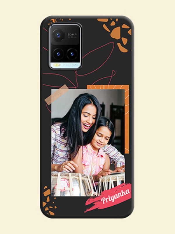 Orange Photo Frame on Space Black Custom Soft Matte Phone Back Cover - Vivo Y21T