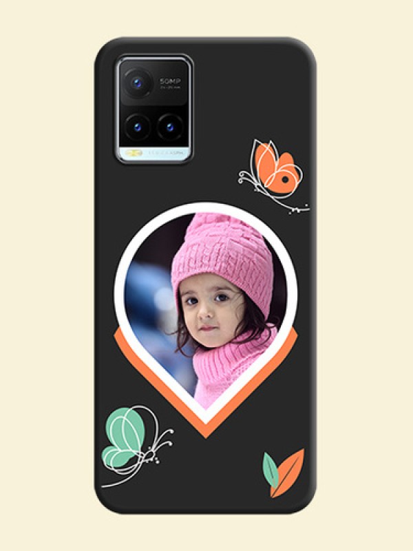 Upload Pic With Simple Butterly Design On Space Black Personalized Soft Matte Phone Covers -Vivo Y21T