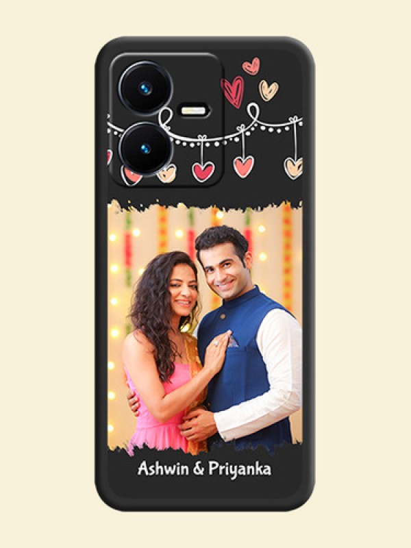 Pink Love Hangings with Name on Space Black Custom Soft Matte Phone Cases - Vivo Y22