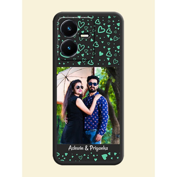 Sea Green Indefinite Love Pattern on Photo on Space Black Soft Matte Mobile Cover - Vivo Y22 Sea Green Indefinite Love Pattern on Photo on Space Black Soft Matte Mobile Cover - Vivo Y22