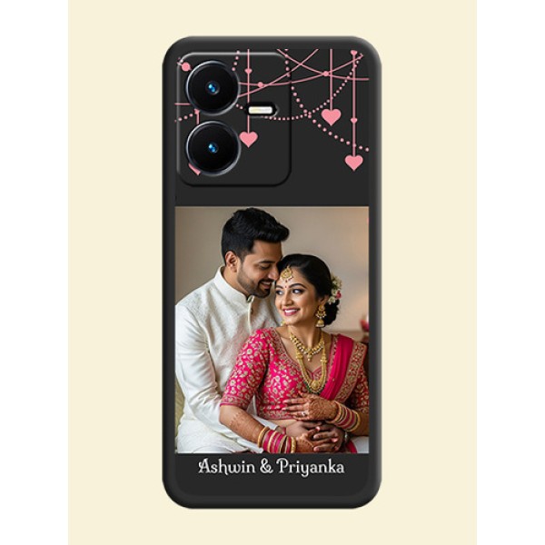 Pink Love Hangings with Text on Space Black Custom Soft Matte Back Cover - Vivo Y22 Pink Love Hangings with Text on Space Black Custom Soft Matte Back Cover - Vivo Y22