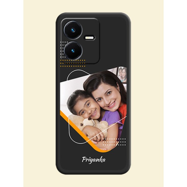 Yellow Triangle on Photo on Space Black Soft Matte Phone Cover - Vivo Y22 Yellow Triangle on Photo on Space Black Soft Matte Phone Cover - Vivo Y22