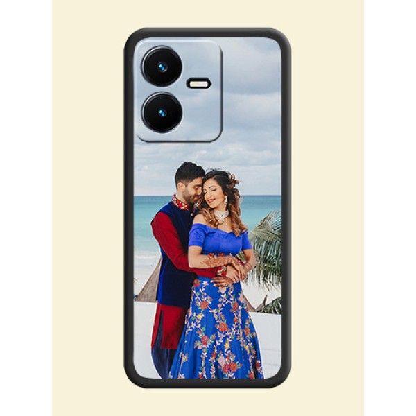 Full Single Pic Upload On Space Black Personalized Soft Matte Phone Covers -Vivo Y22 Full Single Pic Upload On Space Black Personalized Soft Matte Phone Covers -Vivo Y22
