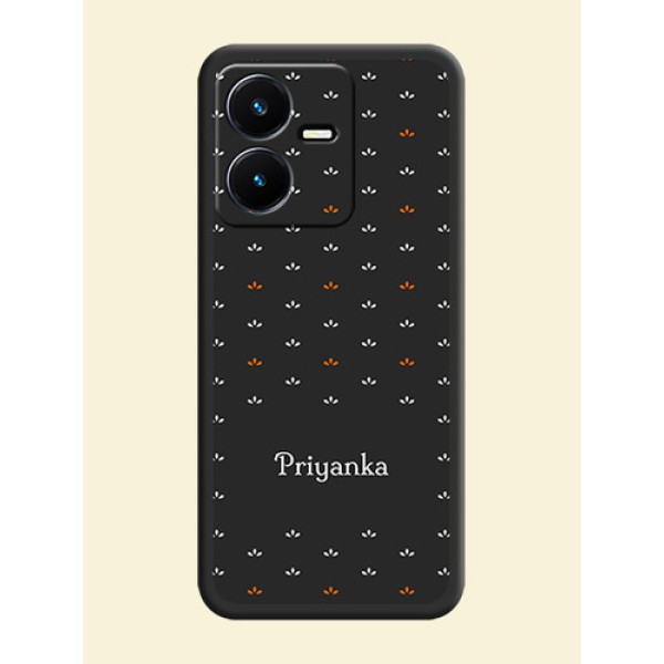 Simple Pattern With Custom Text On Space Black Personalized Soft Matte Phone Covers -Vivo Y22 Simple Pattern With Custom Text On Space Black Personalized Soft Matte Phone Covers -Vivo Y22