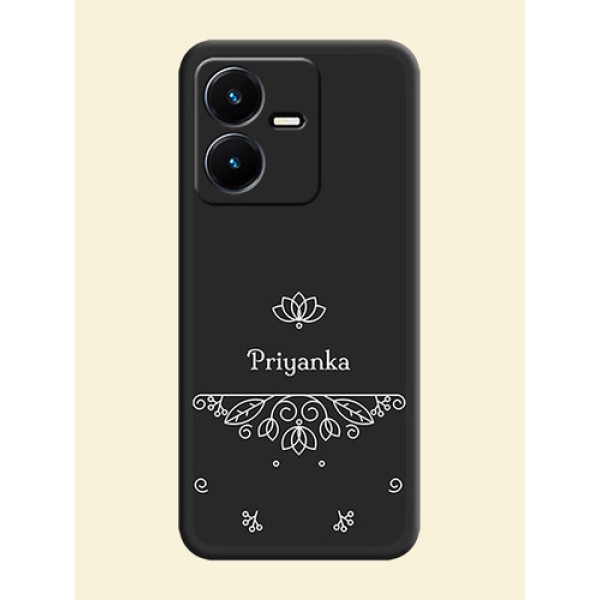 Lotus Garden Custom Text On Space Black Personalized Soft Matte Phone Covers -Vivo Y22 Lotus Garden Custom Text On Space Black Personalized Soft Matte Phone Covers -Vivo Y22