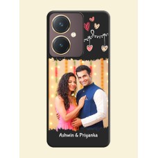Pink Love Hangings with Name on Space Black Custom Soft Matte Phone Cases - Vivo Y27