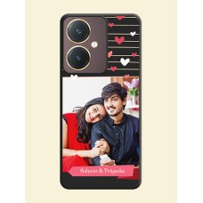 Love Pattern with Name on Pink Ribbon - Photo on Space Black Soft Matte Back Cover - Vivo Y27