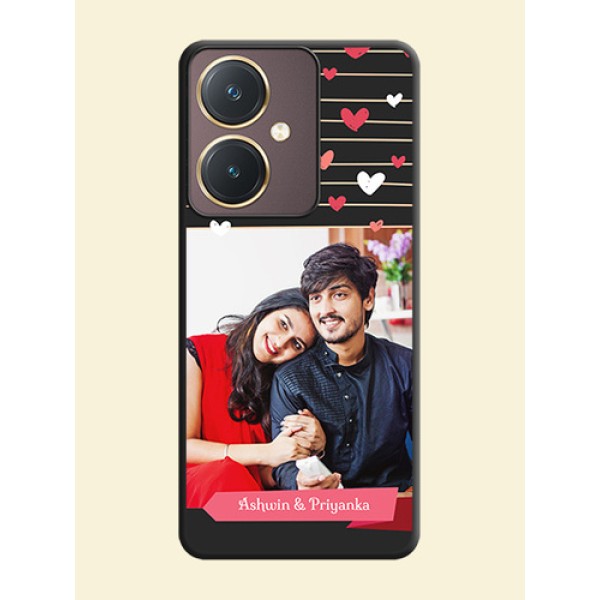 Love Pattern with Name on Pink Ribbon - Photo on Space Black Soft Matte Back Cover - Vivo Y27 Love Pattern with Name on Pink Ribbon - Photo on Space Black Soft Matte Back Cover - Vivo Y27