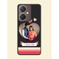 Love Shaped Photo with Colorful Stripes on Personalised Space Black Soft Matte Cases - Vivo Y27