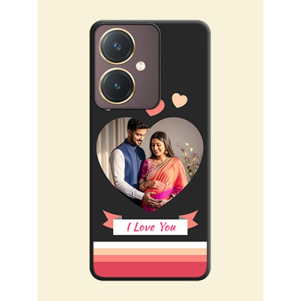 Love Shaped Photo with Colorful Stripes on Personalised Space Black Soft Matte Cases - Vivo Y27 Love Shaped Photo with Colorful Stripes on Personalised Space Black Soft Matte Cases - Vivo Y27