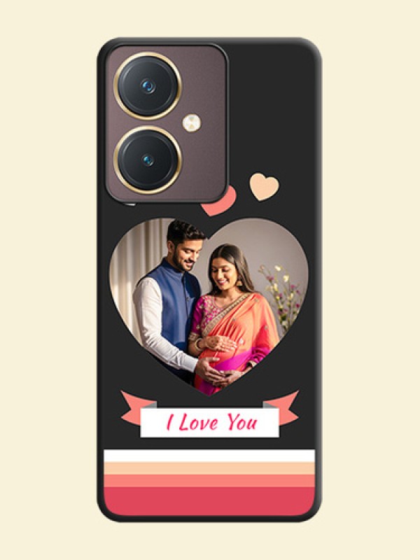 Love Shaped Photo with Colorful Stripes on Personalised Space Black Soft Matte Cases - Vivo Y27