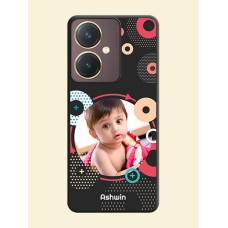 Multicoloured Round Image on Personalised Space Black Soft Matte Cases - Vivo Y27