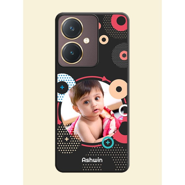 Multicoloured Round Image on Personalised Space Black Soft Matte Cases - Vivo Y27