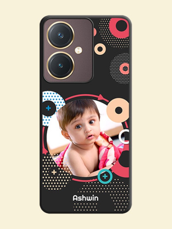 Multicoloured Round Image on Personalised Space Black Soft Matte Cases - Vivo Y27