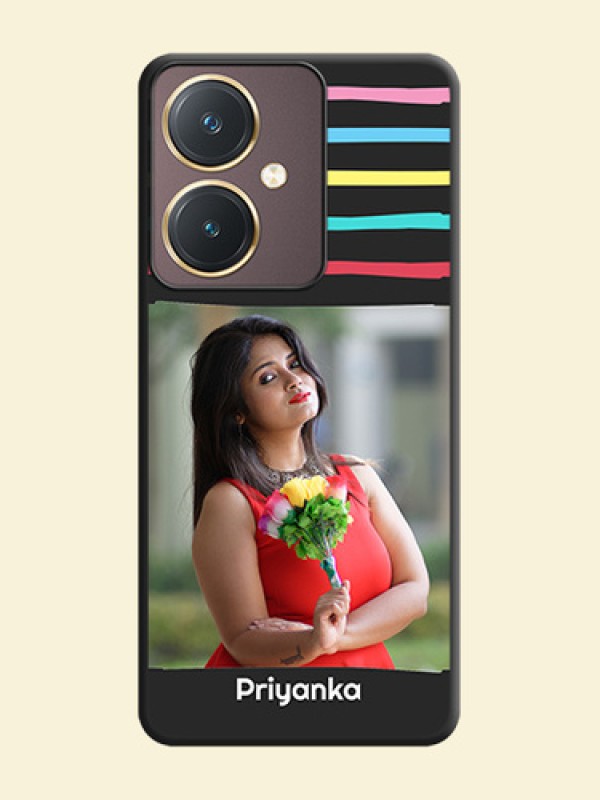 Multicolor Lines with Image on Space Black Personalized Soft Matte Phone Covers - Vivo Y27