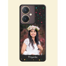 Multicolor Dotted Pattern with Text on Space Black Custom Soft Matte Phone Back Cover - Vivo Y27