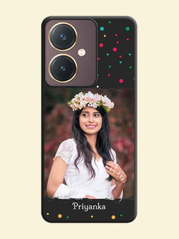 Multicolor Dotted Pattern with Text on Space Black Custom Soft Matte Phone Back Cover - Vivo Y27