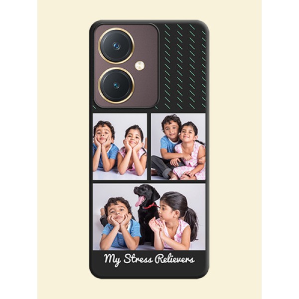 Cross Dotted Pattern with 2 Image Holder on Personalised Space Black Soft Matte Cases - Vivo Y27 Cross Dotted Pattern with 2 Image Holder on Personalised Space Black Soft Matte Cases - Vivo Y27
