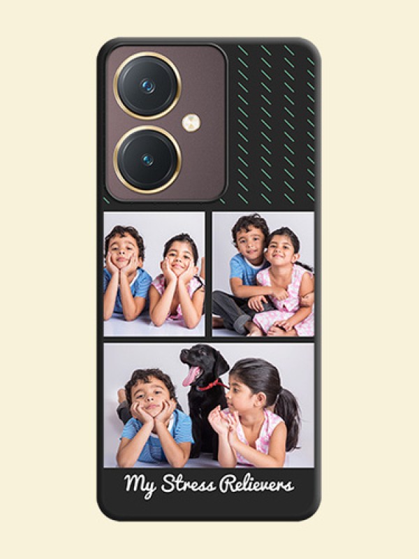 Cross Dotted Pattern with 2 Image Holder on Personalised Space Black Soft Matte Cases - Vivo Y27