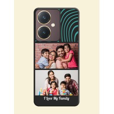 Wave Pattern with 2 Image Holder on Space Black Personalized Soft Matte Phone Covers - Vivo Y27