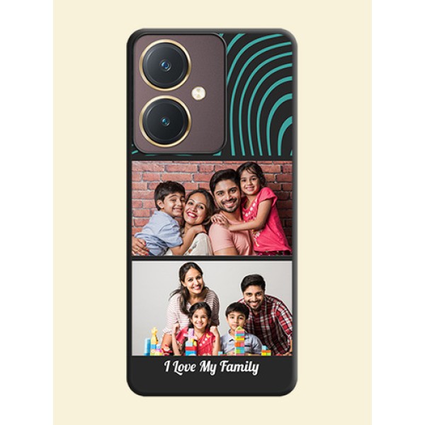 Wave Pattern with 2 Image Holder on Space Black Personalized Soft Matte Phone Covers - Vivo Y27 Wave Pattern with 2 Image Holder on Space Black Personalized Soft Matte Phone Covers - Vivo Y27