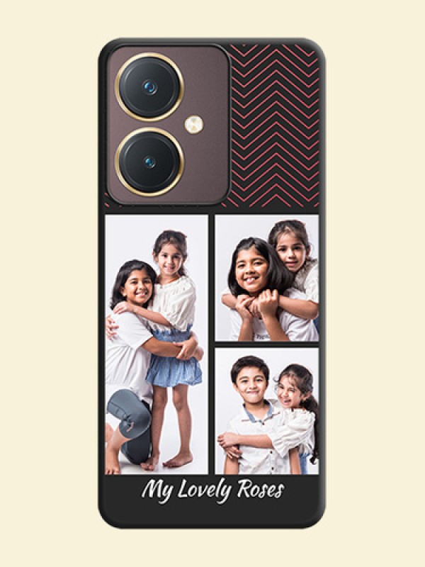 Wave Pattern with 3 Image Holder on Space Black Custom Soft Matte Back Cover - Vivo Y27