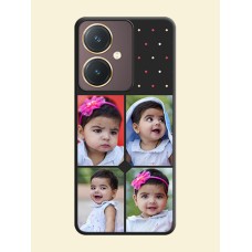 Multicolor Dotted Pattern with 4 Image Holder on Space Black Custom Soft Matte Phone Cases - Vivo Y27