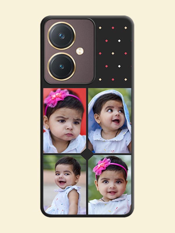 Multicolor Dotted Pattern with 4 Image Holder on Space Black Custom Soft Matte Phone Cases - Vivo Y27