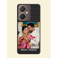 Line Pattern Design with Text on Space Black Custom Soft Matte Phone Back Cover - Vivo Y27