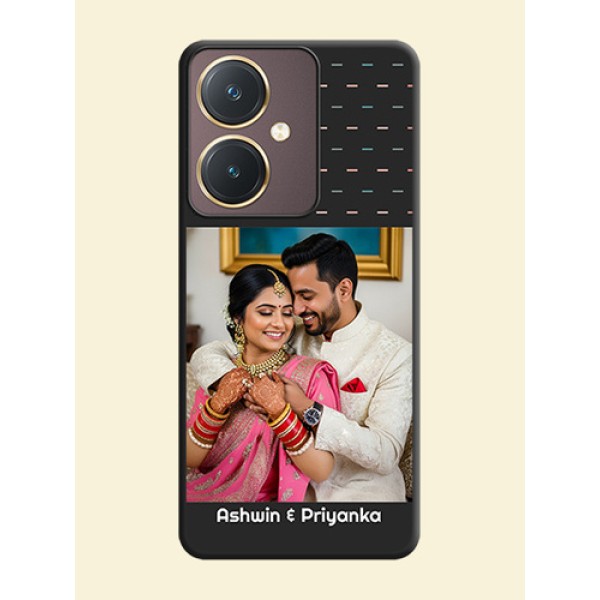 Line Pattern Design with Text on Space Black Custom Soft Matte Phone Back Cover - Vivo Y27 Line Pattern Design with Text on Space Black Custom Soft Matte Phone Back Cover - Vivo Y27